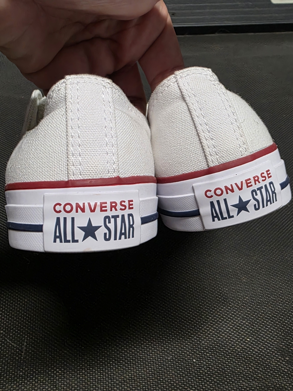 Converse All Star Low Top Sneakers - White with Red Trim - Picture 4 of 8